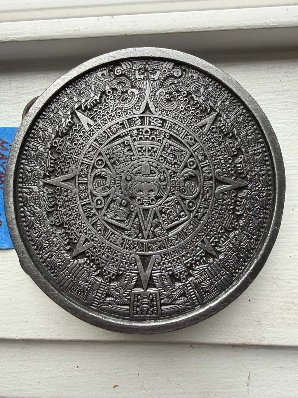 Vintage 1974 Bergamot Brass Works Aztec Mayan Calendar Pewter Belt Buckle